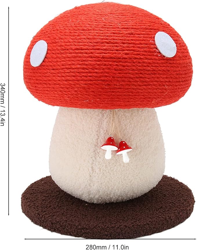 Mushroom Shaped Cat Scratch Post, Durable Grinding Claws Sisal Interactive Cat Scratch Pad Mat, Scratching Post Hung with Small Mushroom Accessories Cat Scratching Board for Pets Cats