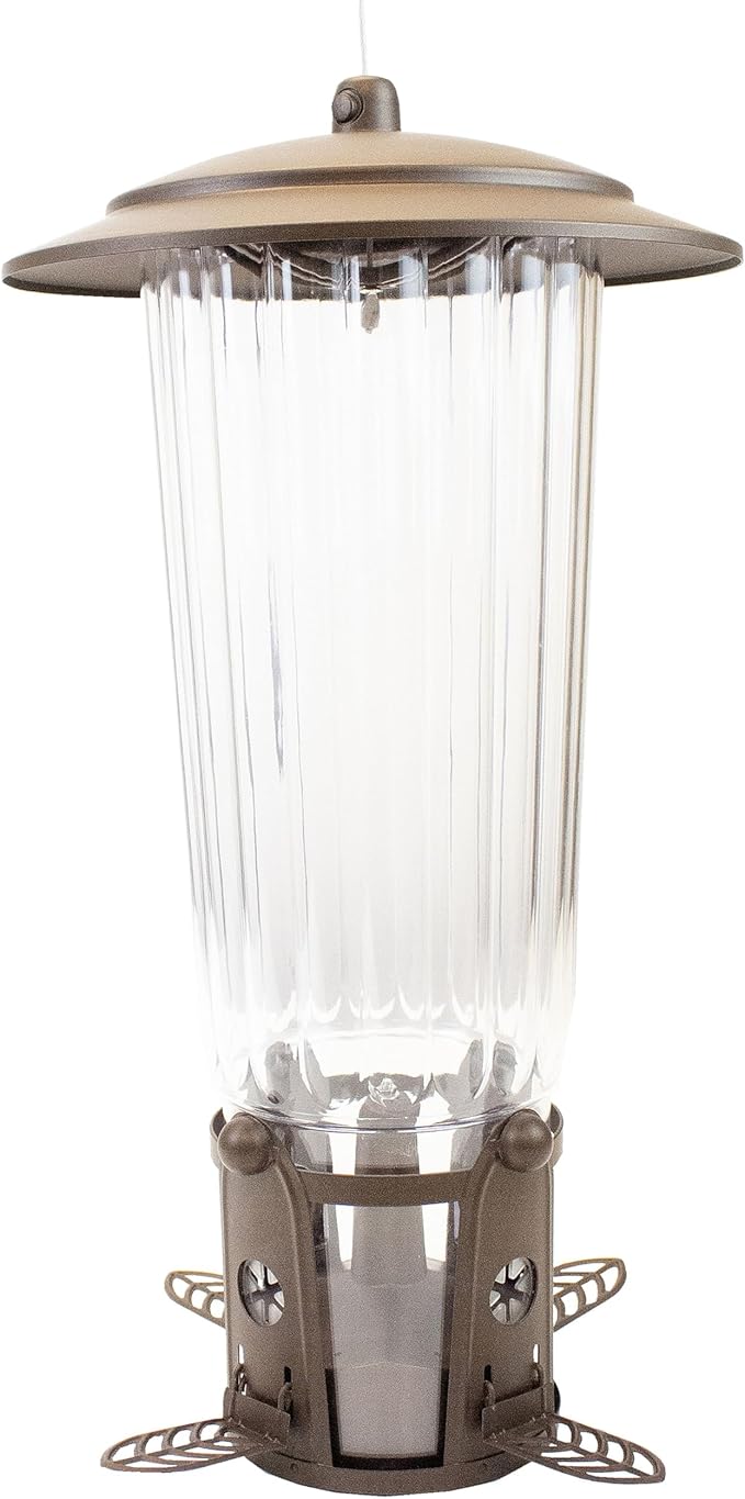 Perky-Pet 334-1SR Squirrel-Be-Gone Max Large Wild Bird Feeder with Flexports, Squirrel Proof Bird Feeder with Weight-Activated Perches - 4LB Seed Capacity