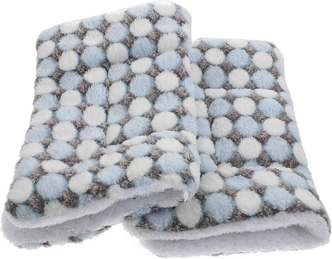 ABOOFAN 2pcs Pet Sleeping Mats Warm Floor Throw Mats Blue Polka Dot Soft Sofa Cushion Pads for Dogs and Cats Autumn Winter Pet Supplies