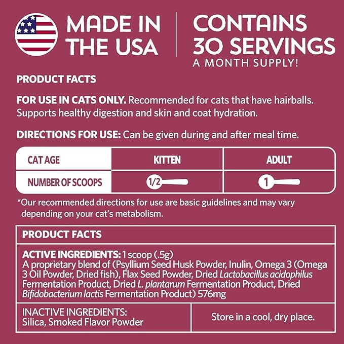 Meowbiotics Cat Probiotic Supplement – Digestive Health, Immune Support & Hairball Relief with Good Guts and Hairball Buster Variety Pack – Food Topper Supplement – Made in USA – 30-Day Supply Each