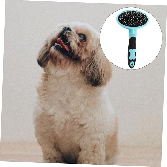 HANABASS Cat Grooming Tool Ergonomic Pet Brush for Shedding and Cleaning Gentle Cat Hairbrush for Easy Fur Removal Blue with Dots