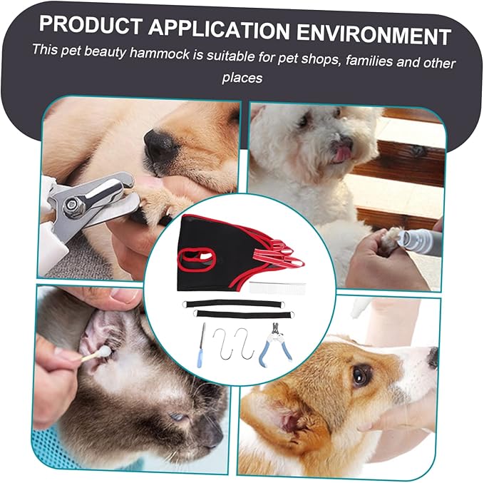 ibasenice 1 Set Pet Grooming Hammock Ergonomic Dog Cat Bag for Nail Trimming Includes Pet Nail Clipper Lightweight Durable Design for Home Random Color