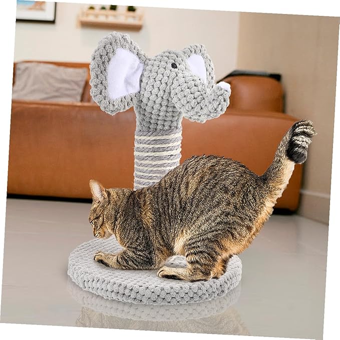 BESTonZON 2pcs Cat Scratching Post Set with Wear-Resistant Sisal Small Elephant and Zebra Design Comfortable Kitten Climber for Indoor Cats