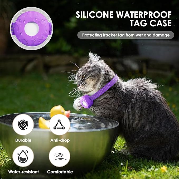 Cat Tracker, Lightweight Pet Tracker for Cats, Cat GPS Tracker Compatible with Apple Find My App(Only iOS), Real-Time Tracking, No Monthly Fee, Waterproof