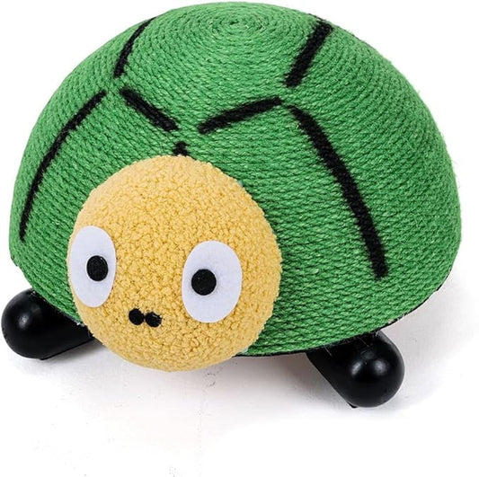 Sisal Cat Scratching Post, Durable Small Cat Scratcher for Indoor Cats, Anti-Scratch Furniture Protector with Cute Animal Shapes, Scratch Toy for Kittens, Non Falling Toy with Ball (Turtle)