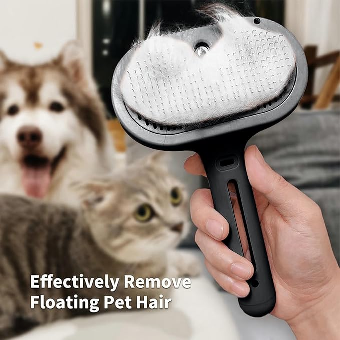 Pet Steam Brush - Ergonomic Deshedding Comb, Large Capacity Misting Hair Removal Steamer | Cat and Dog Grooming Tool with Self-Cleaning Feature, Massage Brush for Home, Shower, and Travel Use