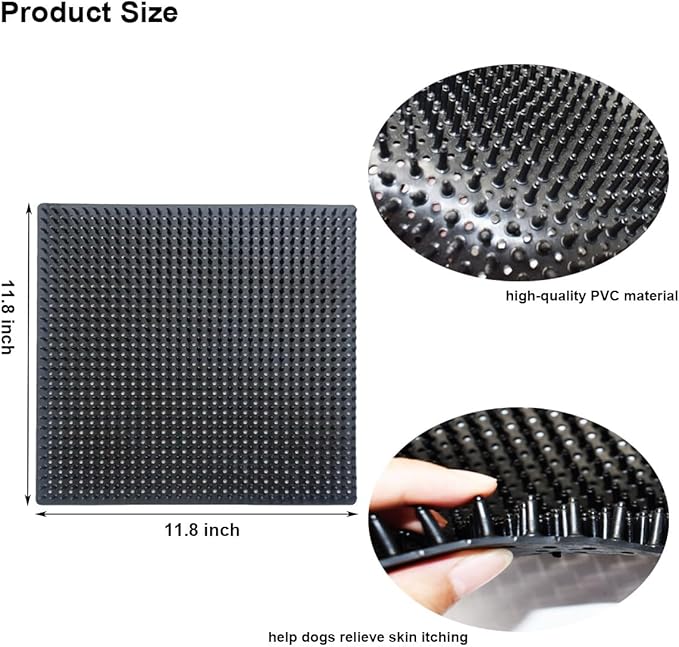 2 PCS Dog Scratching Post Pad, Soft Touch Itch Relief Pad for Horse Cow Goat Sheep, PVC Dog Back Scratcher, Massage Bed Massage Brush for Wooden Stake Wall Sofa Ground 11.8 x 11.8 Inch