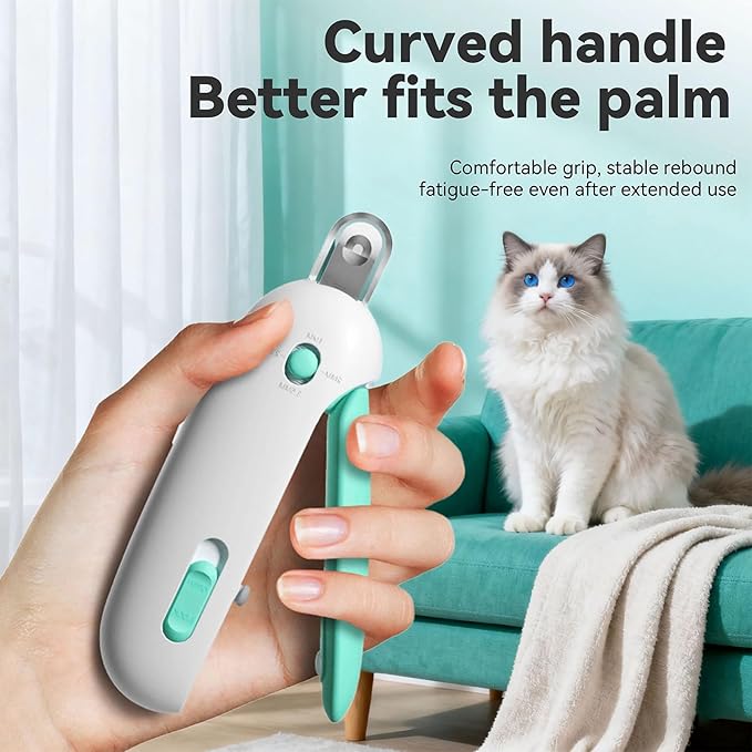 Adjustable Cat Nail Clippers with Security Guard,All-in-One Trimmer & Grooming Supplies for Kittens to Large Cats,Includes Nail File and Storage Container(Green)