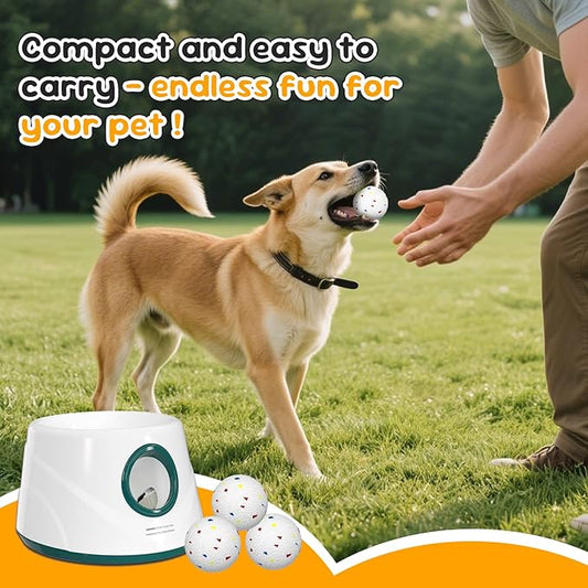 20-40ft Automatic Ball Launcher, Interactive Fetch Toy for Small Medium Dogs, Adjustable Rechargeable Tennis Thrower for Indoor Outdoor Fun, Physical Exercise and Brain Training(Green)