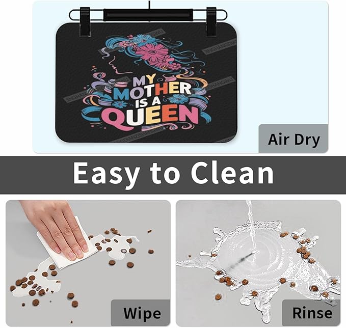 Absorbent Dog Water Cat Mat for Food Water Bowl Quick Dry Happy Mother's Day Floral Gift for Mom Art Pet Feeding Mats No Stains Dog Food Mat Pet Accessories Supplies Cat Bowl Mats 18X12In