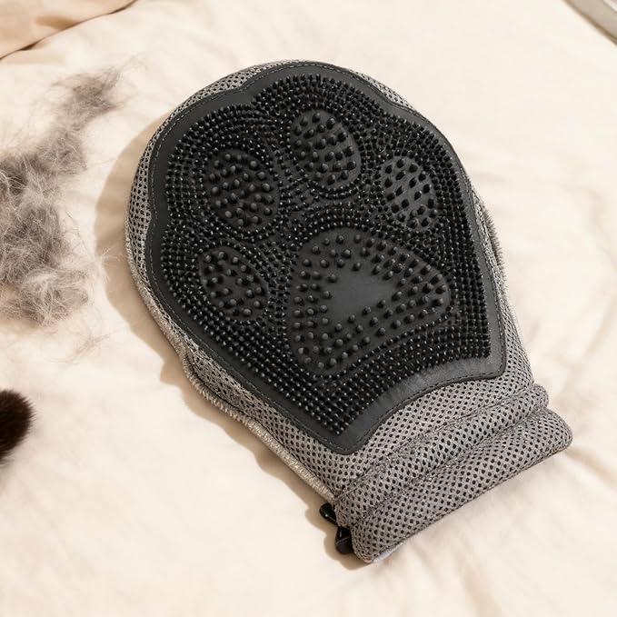 Pet Grooming Glove - Hair Removal Mitt with Soft Silicone Tips Detangling Pet Mitt for Dogs Cats and Puppies Easy Hair Removal with Comfortable Fit Furniture and Carpet Care for Home Car