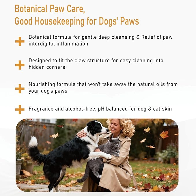 Paw Cleaner for Dogs -3.4 oz (Approx. 100 ml) Dog Toe Cleaner - Natural, Gentle, No-Rinse Formula & Deep Cleaning Dirty Paws,Safe for All Dogs & Cats