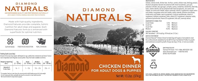 Diamond Naturals Chicken Dinner Can Dog 12/13.2oz