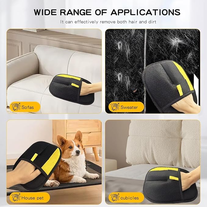 Electrostatic Pet Hair Remover Gloves Manual Style Cat & Dog Hair Removal Gloves for Couch Pet Hair Removal Lint Roller