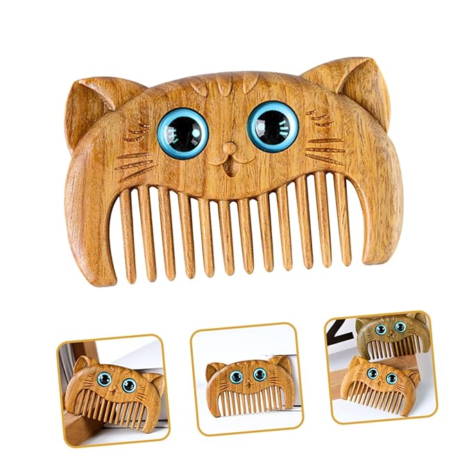 2pcs Wooden Massage Comb Cat Hair Grooming Supplies Sandalwood Combs for Curly Hair