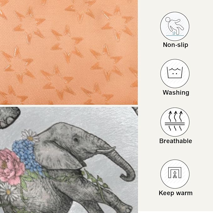 Dog Bed for Crate Washable Pet Sleep Pad, Elephant Print Kennel Mat with Non-Slip Bottom, Soft Fluffy Supplies Pet for Dogs and Cats (36x24 inch)
