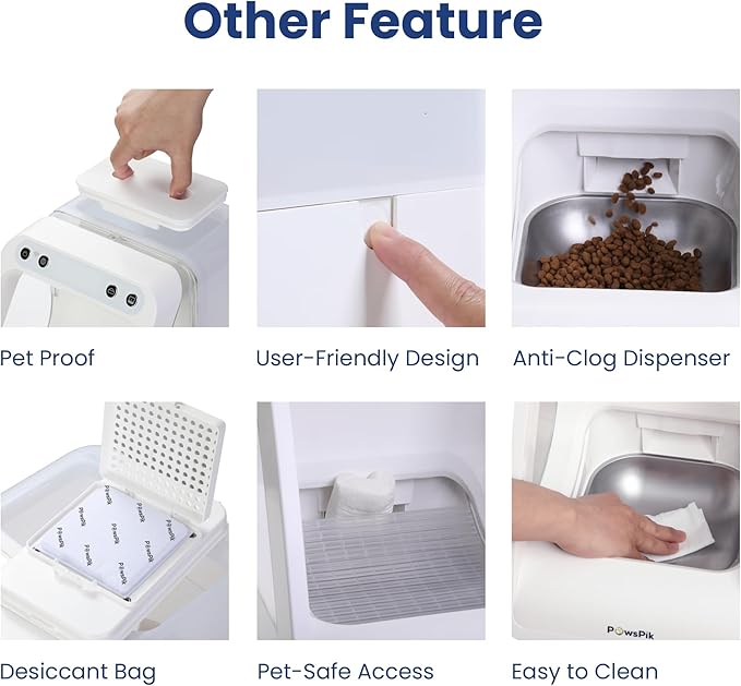PawsPik Automatic Microchip RFID Cat Feeder,16-Cup, ISO Microchip & PawsPik RFID Tag Compatible, App Control, Portion Control