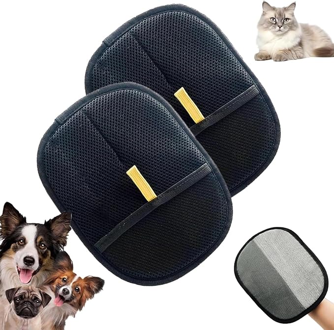 Pet Hair Remover Glove, Double Sided Pet Grooming Gloves for Dogs, Cat Grooming Gloves, Reusable Pet Hair Remover Glove, for Dogs & Cats
