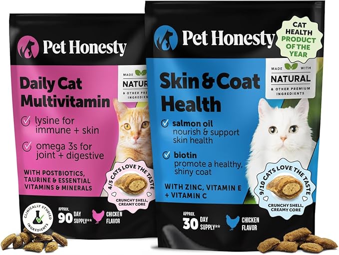 Cat Multivitamin & Skin Health Bundle – Multivitamin Chews 90 Day + Skin & Coat Health Chews 30 Day Supply