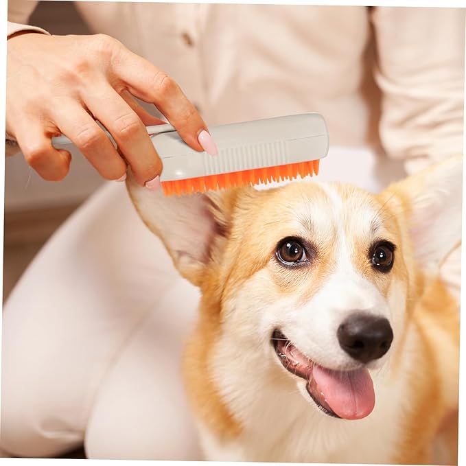 Cat Grooming Brush with Spray Function Rotatable Handle Pet Shedding Tool for Long Haired Dogs Indoor Cats Compact Design for Effortless Grooming Sessions