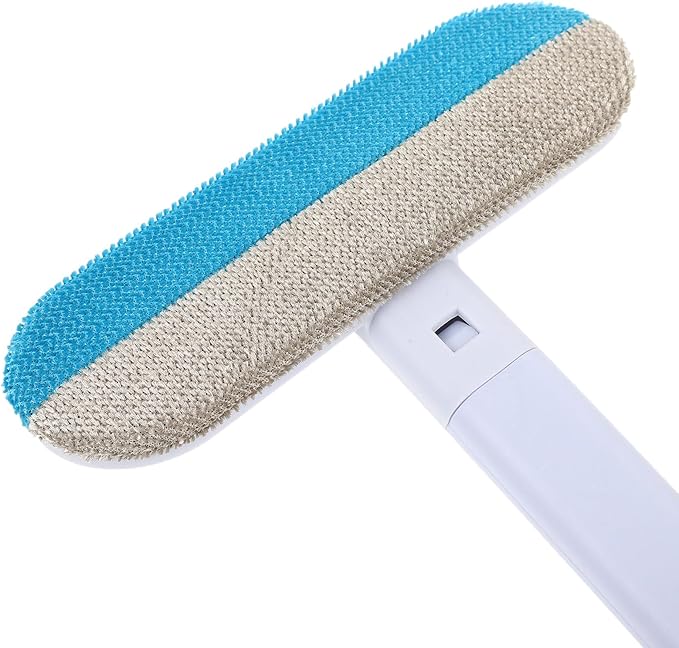 Pet Hair Remover Brush for Dog and Cat, Portable Lint Remover for Carpet and Furniture, High-Efficiency Sticky Hair Cleaner in Ash Blue for Pet Grooming and Household Use