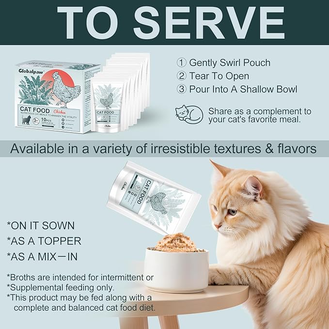 Chicken Stew for Cats Creamy Cups, Side Dish/Topper with Vitamin E, Chickens Recipe Wet Cat Food, Wet Cat Food Pate