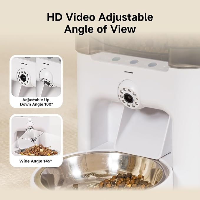 Automatic Cat Feeder with Camera, 6L Large Capacity Cat Food Dispenser, Scheduled Auto Cat Feeder, Smart App Control Remote Monitoring, 5G/2.4G WiFi, Low Food Alerts,2-Way Audio