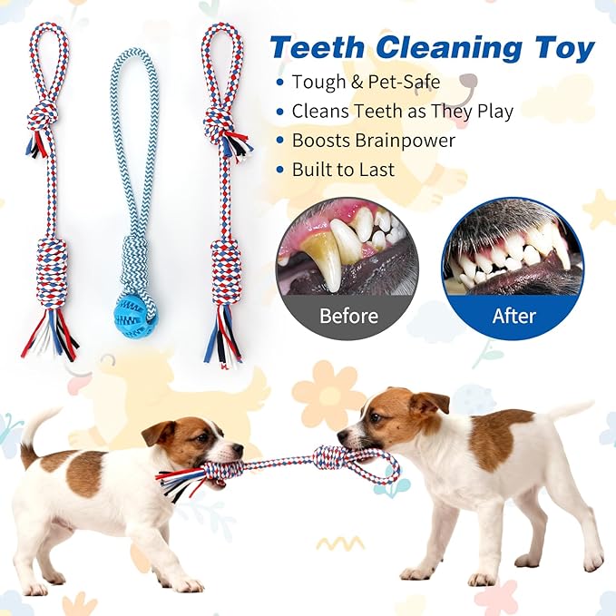 Puppy Play Gym with 8 Hanging Toys, Indoor Jungle Gym Toys for Small Dogs with PVC Frame, Interactive Puppy Toy with Bungee Straps for Entertainment Funny Teething and Mental