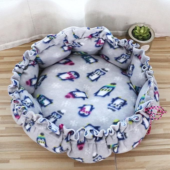 Windproof Warm Pet Bed House Drawstring Design Washable Soft Cushions Kennel for Small Dogs Cats Pet Supplies Houses for Indoor Large Houses for Warm No Heating Pad House Windproof for Winter