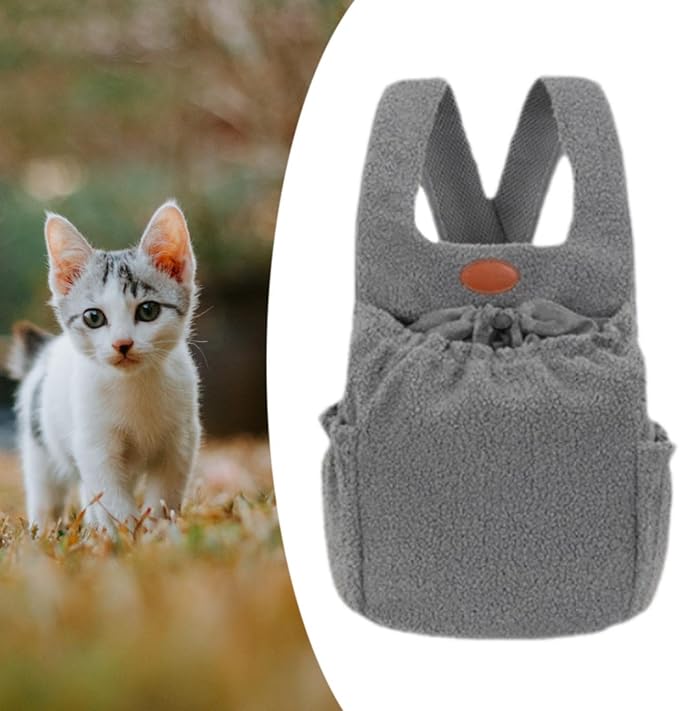 Pet Carrier Backpack Small Unique Portable Pet Supply, Dog Front Pack Kitten for Camping Outdoor, Gray