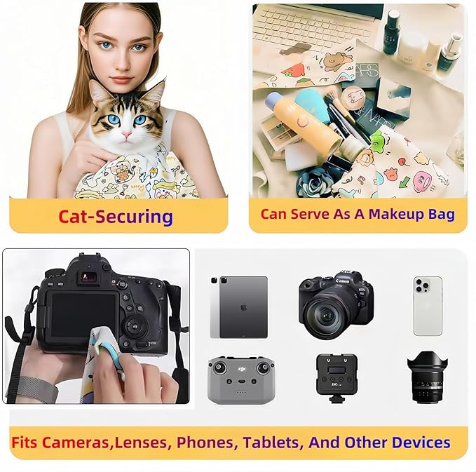 Cat Wrap for Cutting Nails Cloth Burrito Wrap for Nail Clipping,Scratch and Escape Prevention,Multi-Purpose Swaddle Wrap Pet Worker (Scrawl, 27.56inchx27.56inch)