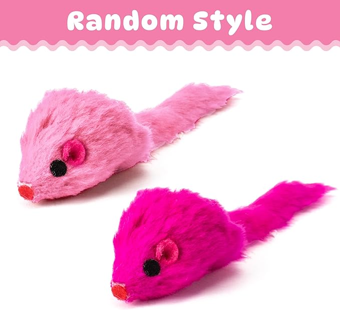 MALLMALL6 Cat Interactive Toys Set - 27Pcs Kitten Toys Stuff Pink Feather Teaser Wand Springs Mice Sisal Fish Crinkle Balls Bell Balls, Puzzle Pack for Indoor Kitty Play Exercise
