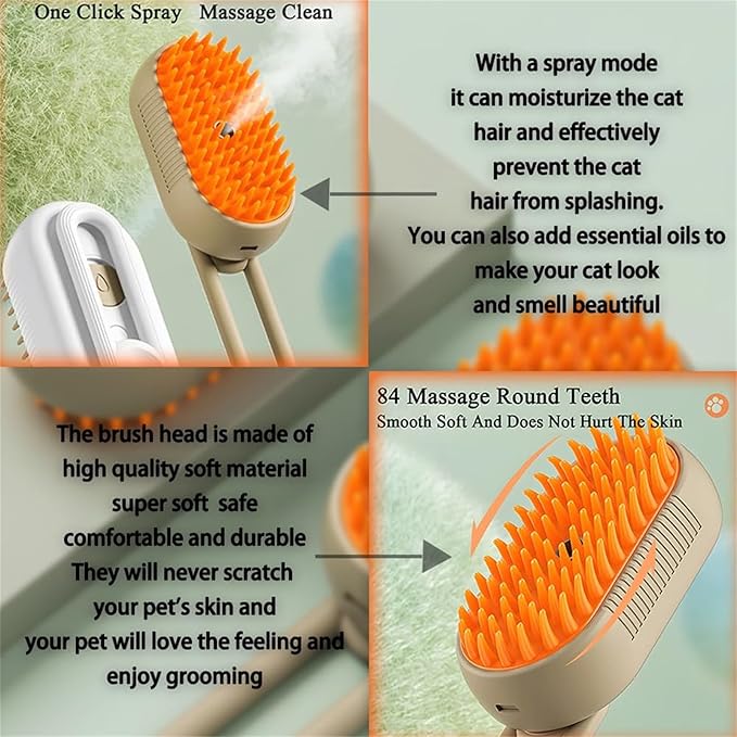 Cat Steam Brush,2025 Upgrade Pet Steam Groomer Comb,Hair Water Brush for Cats Dogs,Multifunctional Hair Removal Comb for Shedding Cat Grooming Kit,Pet Grooming Brushes with Water Spray (multi)