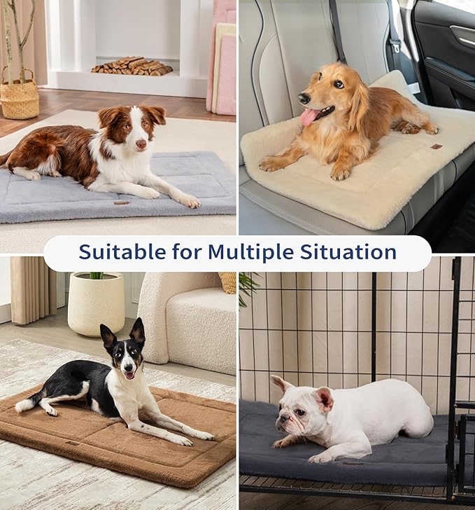 MADE 4 PETS Dog Crate Pad Bed for Large Dogs, Washable & Reversible, Anti-Slip Kennel Mat for Cozy Sleeping, Soft Fluffy Dog Bed for Indoor & Outdoor Use, 44"x32", Gray