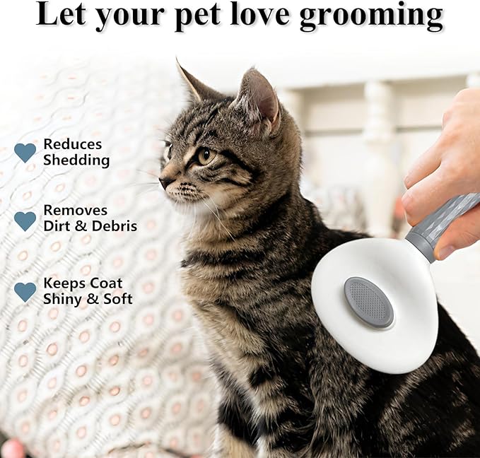 4-Piece Cat Grooming Set: Self-Cleaning Slicker Brush, Brush Glove, and 2 Wall Scratchers for Shedding, Detangling, and Relaxing Care for Cats with All Fur Types.