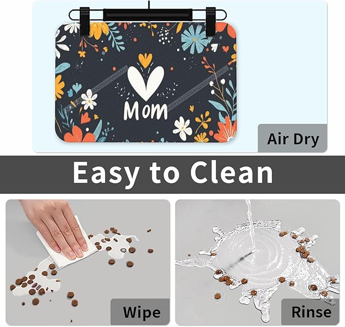 Pet Feeding Mat Absorbent Dog Mat for Food Water Bowl No Stains Quick Dry Water Dispenser Mats Happy Mother's Day Floral Gift Mom Bu Dog Accessories Pet Supplies Bowl for Messy Drinkers 24x16In