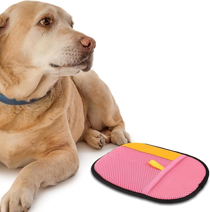 FRCOLOR 3pcs Pet Hair Removal Gloves with Electrostatic Static Function, Rose Pink Reusable Grooming Mitts for Cats and Dogs, Fur Shedding Remover for Bathing and Cleaning