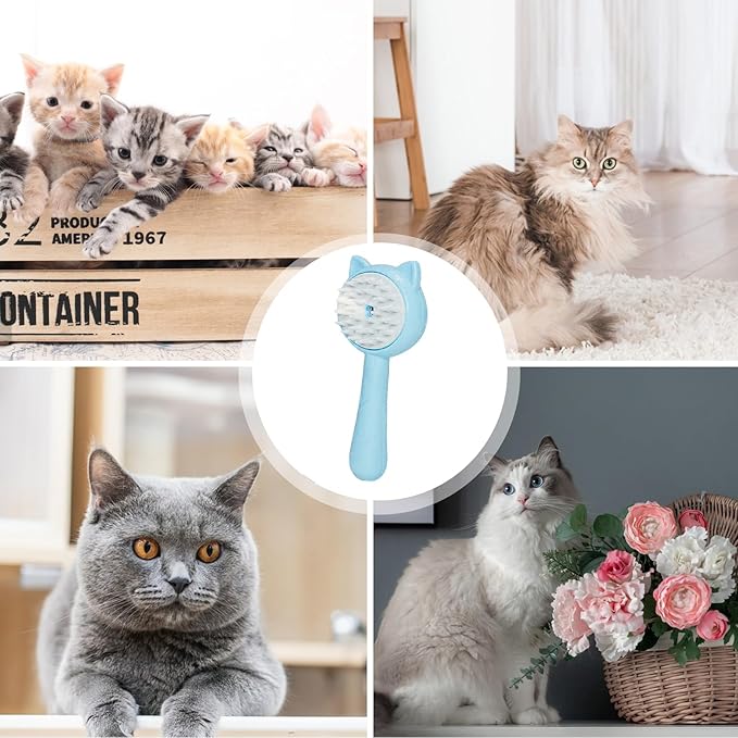 Steam Brush For Cats, 2 in 1 Electric Grooming Brush with Steam, Cat Brushes For Indoor Cats, Multifunctional Pet Hair Cleaning Brush, Rechargeable Massage Grooming Comb for Cat, Kitten, Puppies (A)