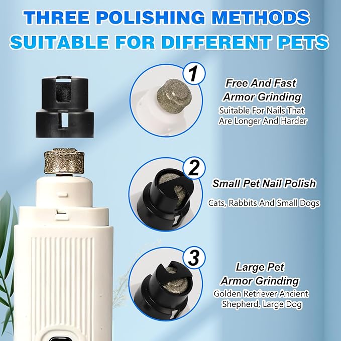 Cat Nail, Safe Cut Cat Nail Trimmer, Nail Trimmer, Two Adjustable with 360° Grinding Settings, Low-Vibration Ultra-Quiet Under 40dB, Easy to Clean, Powerful Enough, Suitable for Cats and Dogs (White)