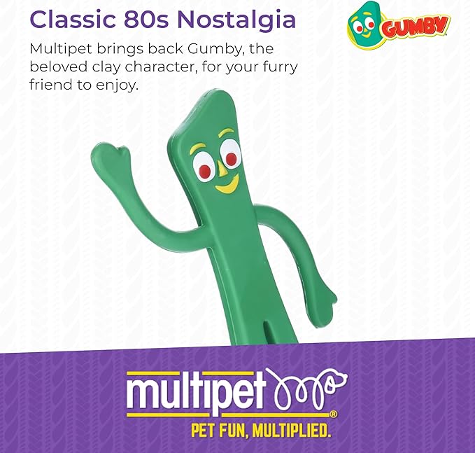 Multipet Gumby Latex Dog Toy - Squeaky Toy for All Dogs - Easy-to-Clean Dog Squeaky Toys - for Cuddling, Chewing & Playing - Cute Pet Toy (9", Green)