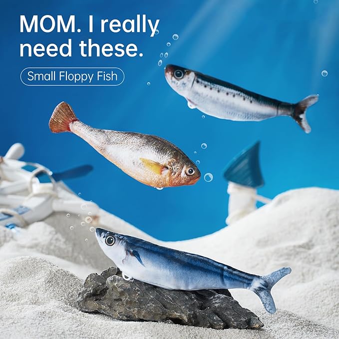 2 Packs Cat Toys Floppy Fish with Catnip, Cat Toys for Indoor Cats Flopping Fish, Realistic Moving Cat Fish Toy, Rechargeable Plush Interactive Cat Toys for Cats, Kitten Toys for Exercise