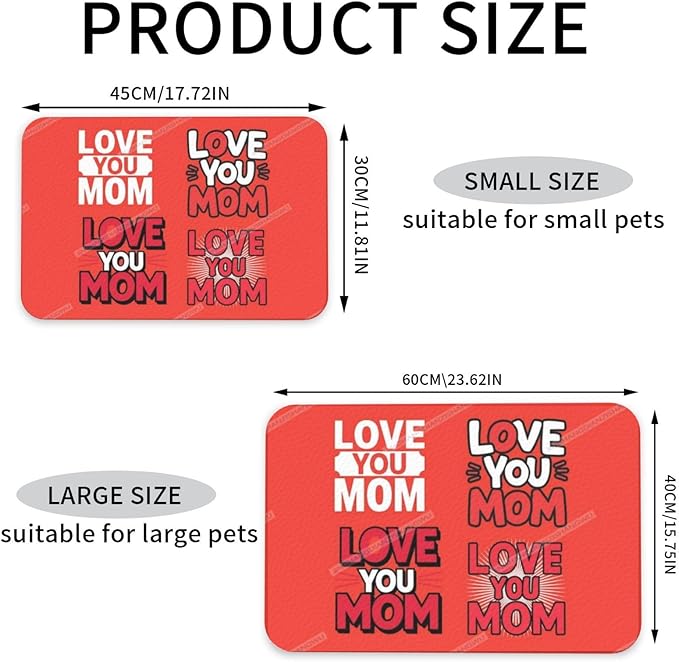 Dog Food Mats for Floors Absorbent Pet Cat Food Mat Happy Mother's Day Floral Gift for Mom is Non Slip Dogs Bowl Mats Water Dog Placemats Feeding Mat Pet Supplies 18X12In