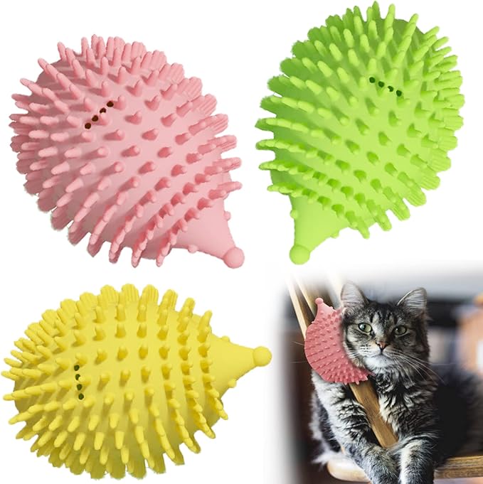 4.5in Cat Self Groomer Wall Mount, Corner Face Scratcher and Massage Comb for Cats and Dogs (3Pcs)