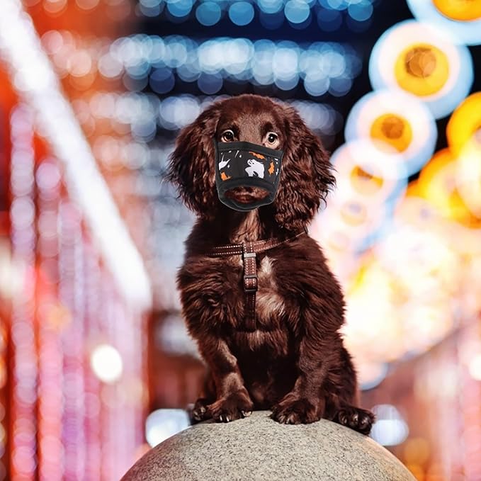 Adjustable Anti-Barking Dog Muzzle for Small Dogs Puppy Breathable Outdoor Mouth Cover Soft Protective Pet Supplies Muzzle Size M Black Pattern