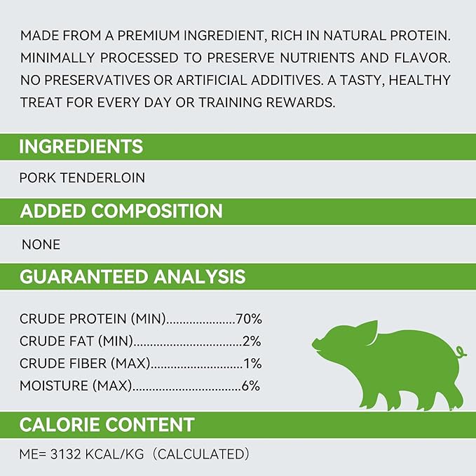 OPET Freeze Dried Pork Treats for Cats & Dogs，Single Ingredient Grain Free High Protein Pet Food，Healthy Training Sliced Fillets Snacks (Pork, 5.92 Ounce)