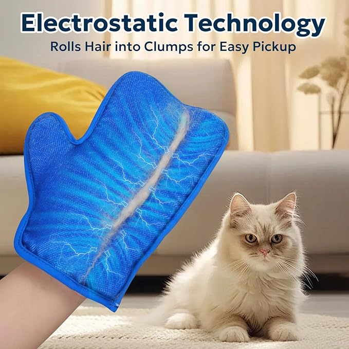 Pet Hair Removal Glove - Electrostatic Magic Pet Hair Remover, Portable & Reusable Dog & Cat Fur Remover Tool for Clothes, Couch, Furniture, Carpet, and Car Seats,1 PCS