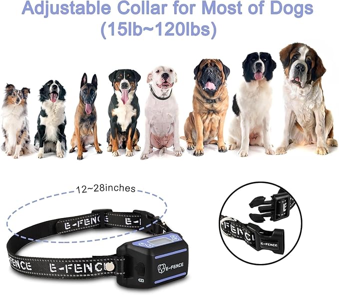 E-FENCE GPS Wireless Dog Collar Fence System, Electric Dog Collar Fence,Pet Containment System Rechargeable, Outdoor Use Only(2 Pack)