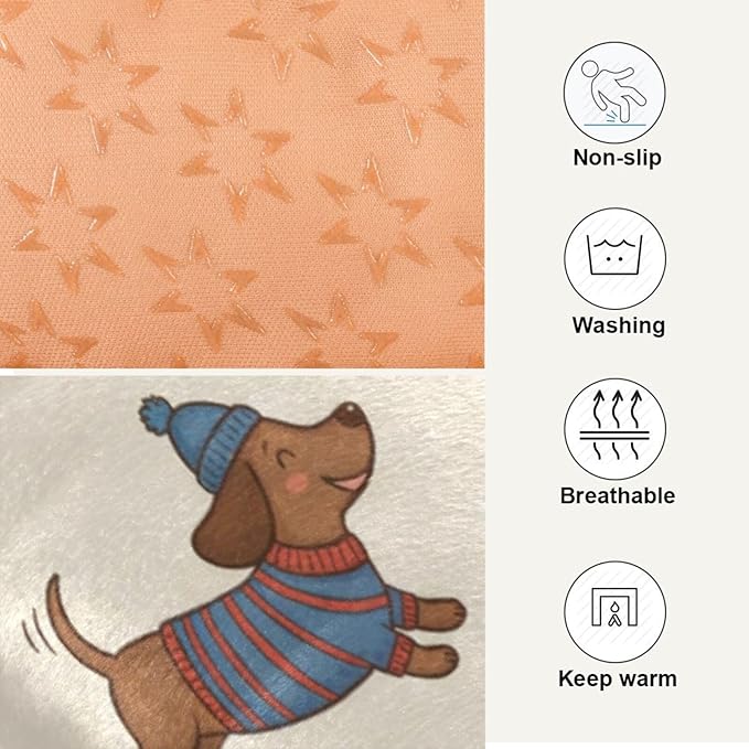 Dog Bed for Crate Washable Pet Sleep Pad, Puppy Print Kennel Mat with Non-Slip Bottom, Soft Fluffy Supplies Pet for Dogs and Cats (24x18 inch)