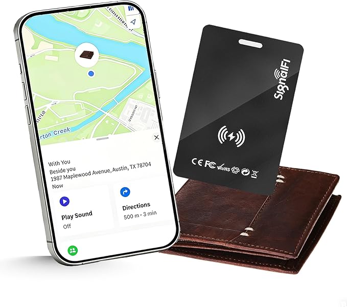 Wallet Tracker Card,MFi Certified Smart Tracker Compatible with iOS-Find My App,Ultra Slim 0.07in,IP68 Waterproof,Supports Wireless chargingTracker Card for Wallets,Passports,Luggage and Pets