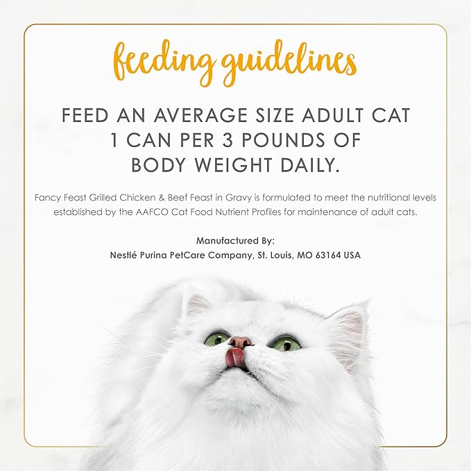 Purina Fancy Feast Grilled Wet Cat Food Chicken and Beef in Wet Cat Food Gravy - (Pack of 24) 3 oz. Cans
